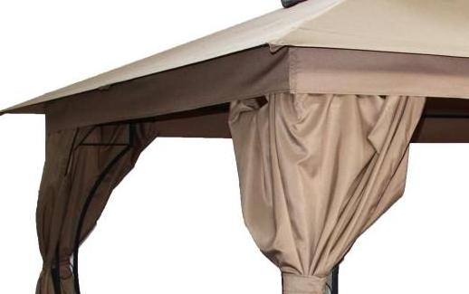 10' x 12' Outdoor Soft Top Gazebo with Curtains, 2-Tier Steel Frame Gazebo for Patio,beige