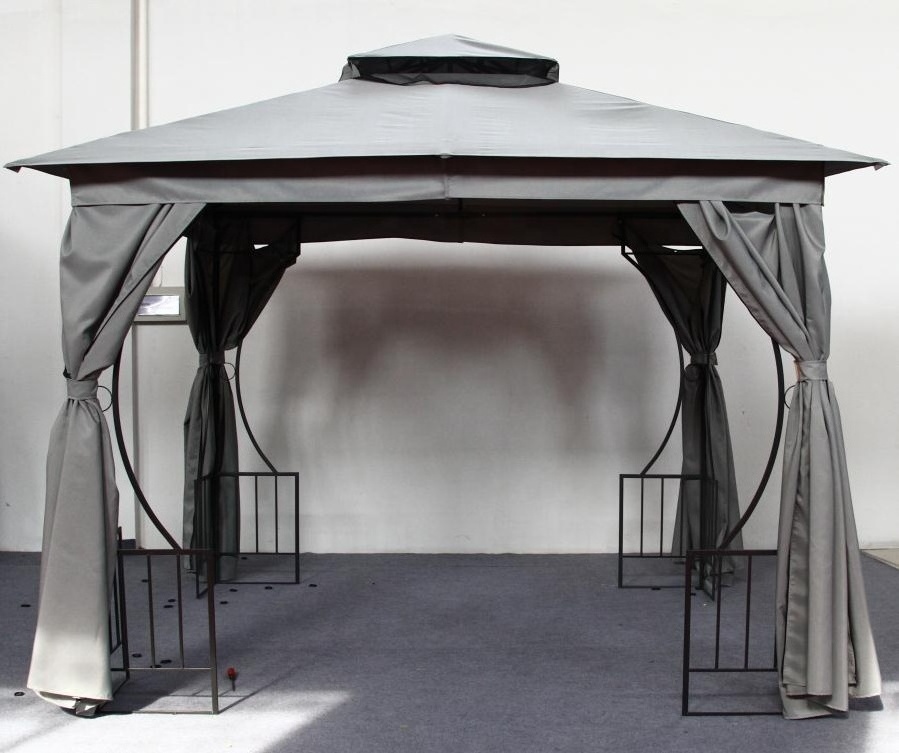 10' x 10'  Steel Outdoor Garden Gazebo With Curtains