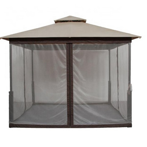 10' x 10' Outdoor  Gazebo with Zipped Curtain Sidewalls,2-Tier Steel Frame Gazebo for Patio