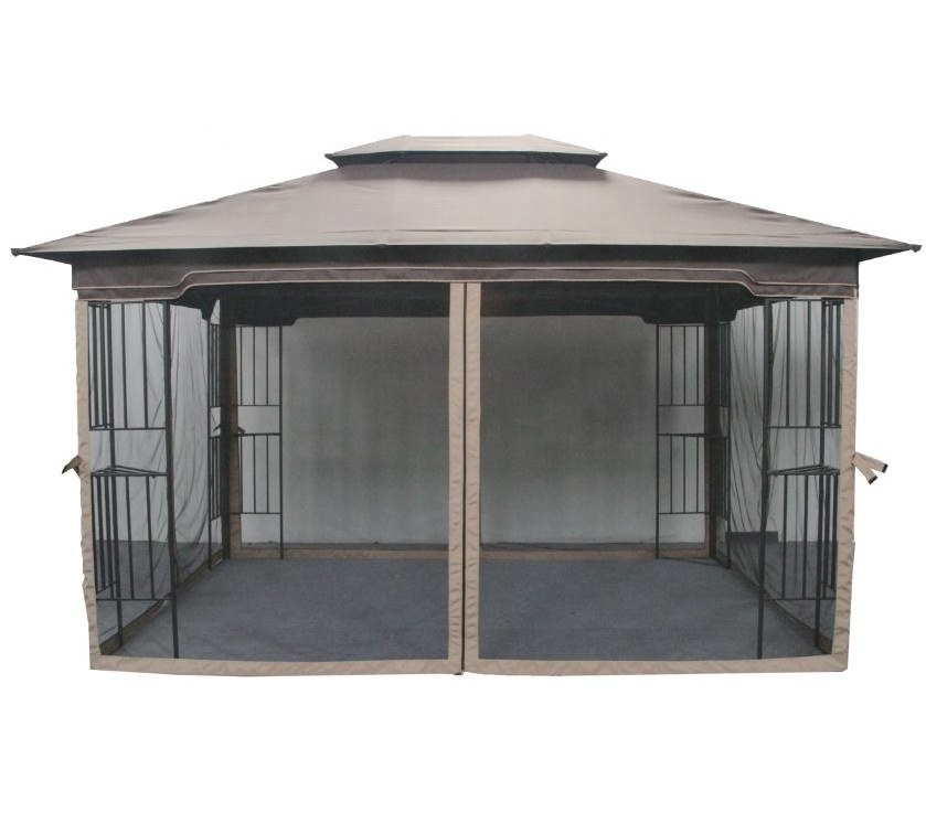 10' x 12'  Steel Fabric Outdoor  Gazebo with  Mosquito Curtains ,2-Tier  Gazebo for Patio