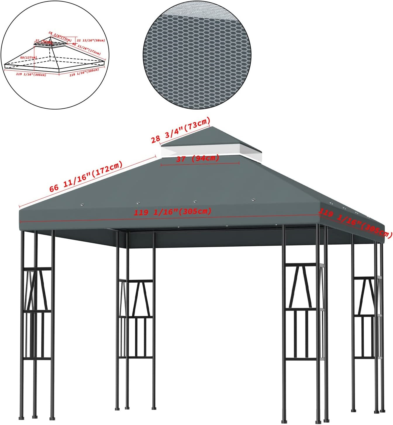 Hot Selling Sun Shade Waterproof Aluminium Pavilion Garden Gazebos Outdoor Awning Pergola Hardtop Gazebo