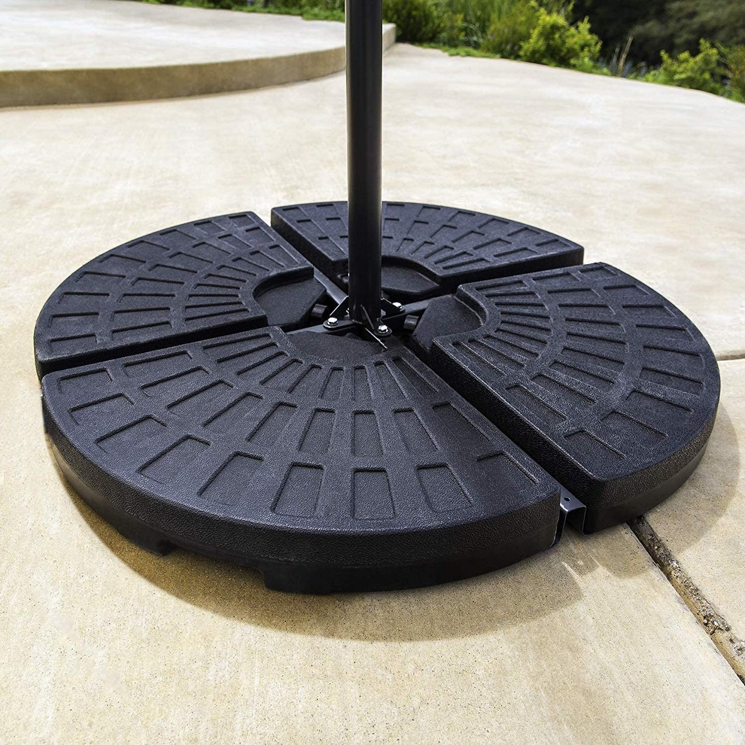 Water and Sand Filled Umbrella Base for Cantilever Offset Patio Market Umbrella with Carry Handles (Black)