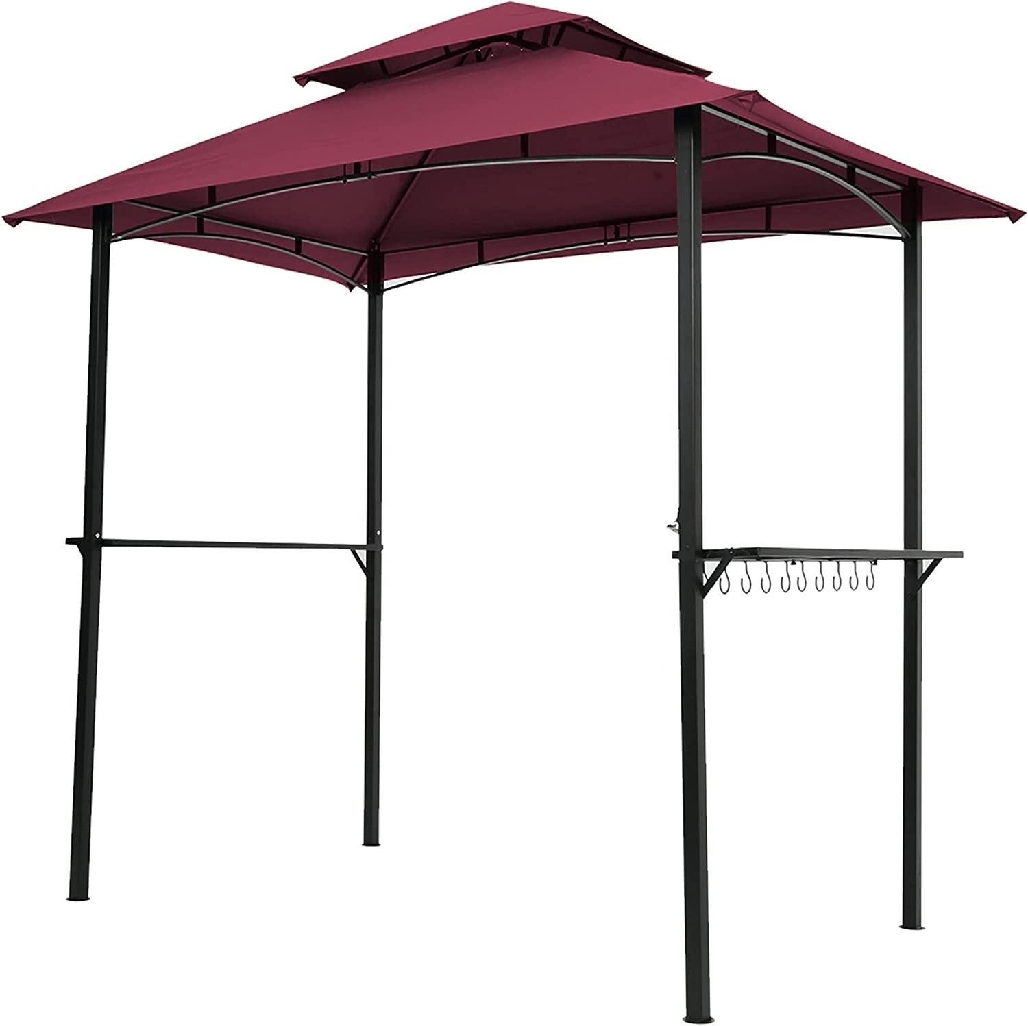 8 x 5 Ft  Double Tier Gentle Top Canopy and Steel Frame Outdoor Grill Gazebo with Hook and Bar Rejoinder