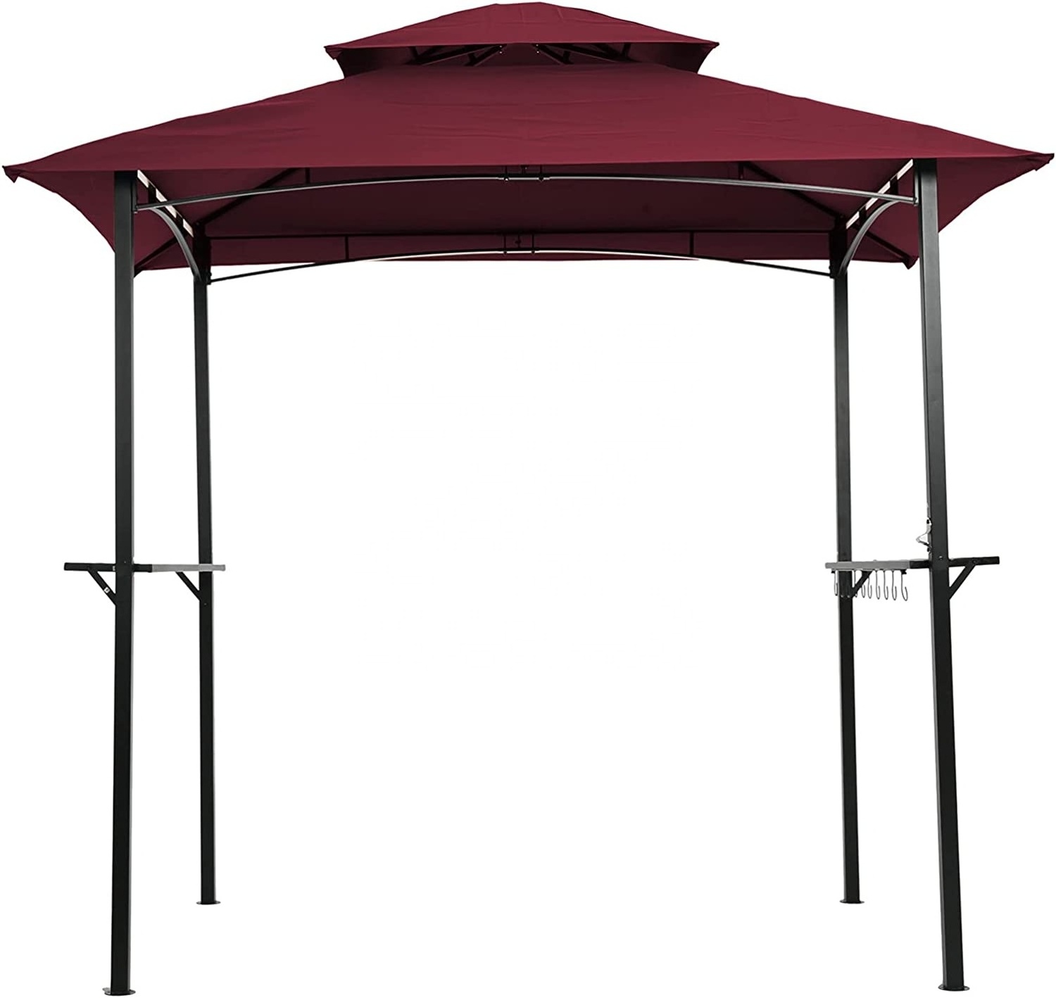 8 x 5 Ft  Double Tier Gentle Top Canopy and Steel Frame Outdoor Grill Gazebo with Hook and Bar Rejoinder