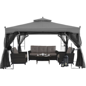 10 "x 13" garden patio gazebo awning with 2 level soft top and mesh mesh side walls