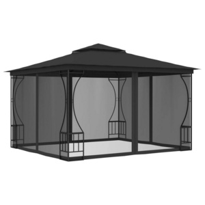 Party Tent Gazebo Canopy Garden Waterproof Gazebos With Black Four Sided Mosquito Net