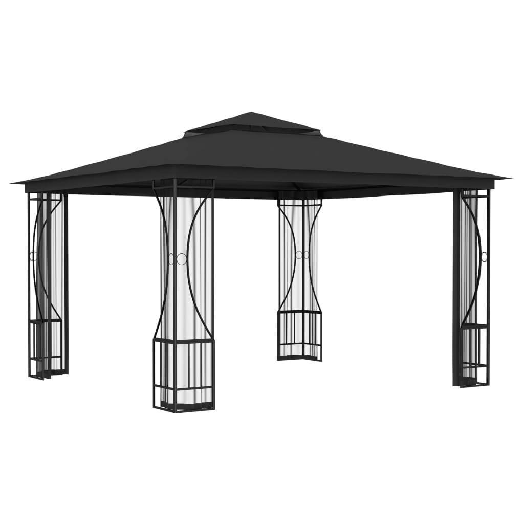 Party Tent Gazebo Canopy Garden Waterproof Gazebos With Black Four Sided Mosquito Net