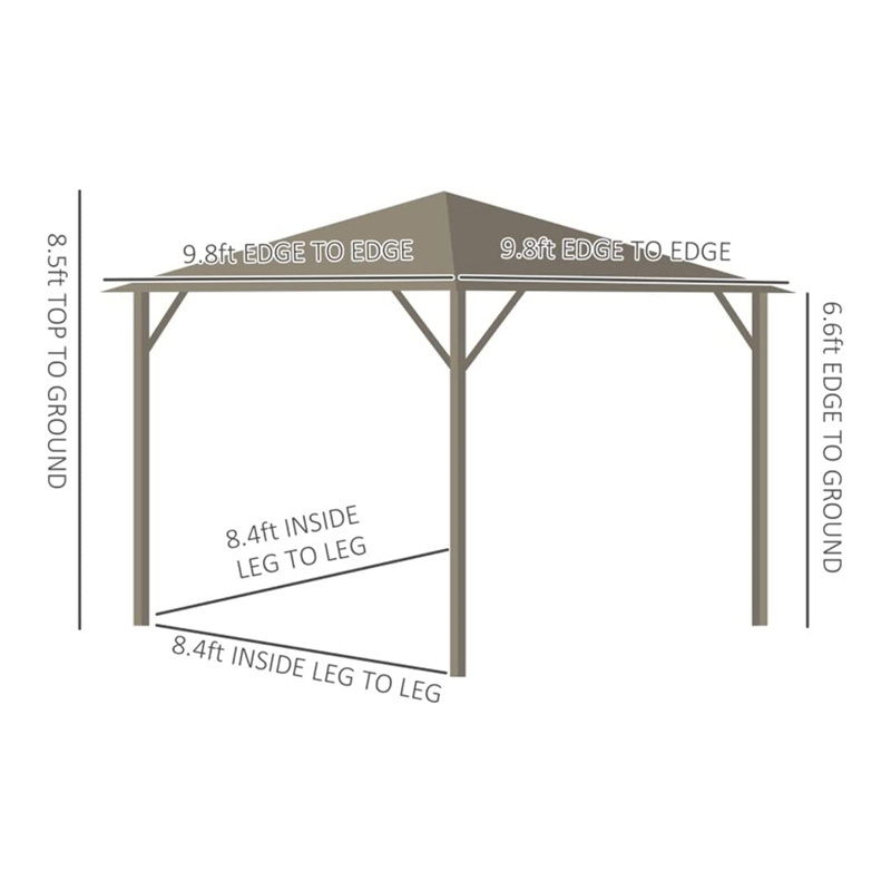 10'x10' Patio  Aluminum Frame Metal Roof Outdoor Hardtop Gazebo Canopy with Curtains and Netting