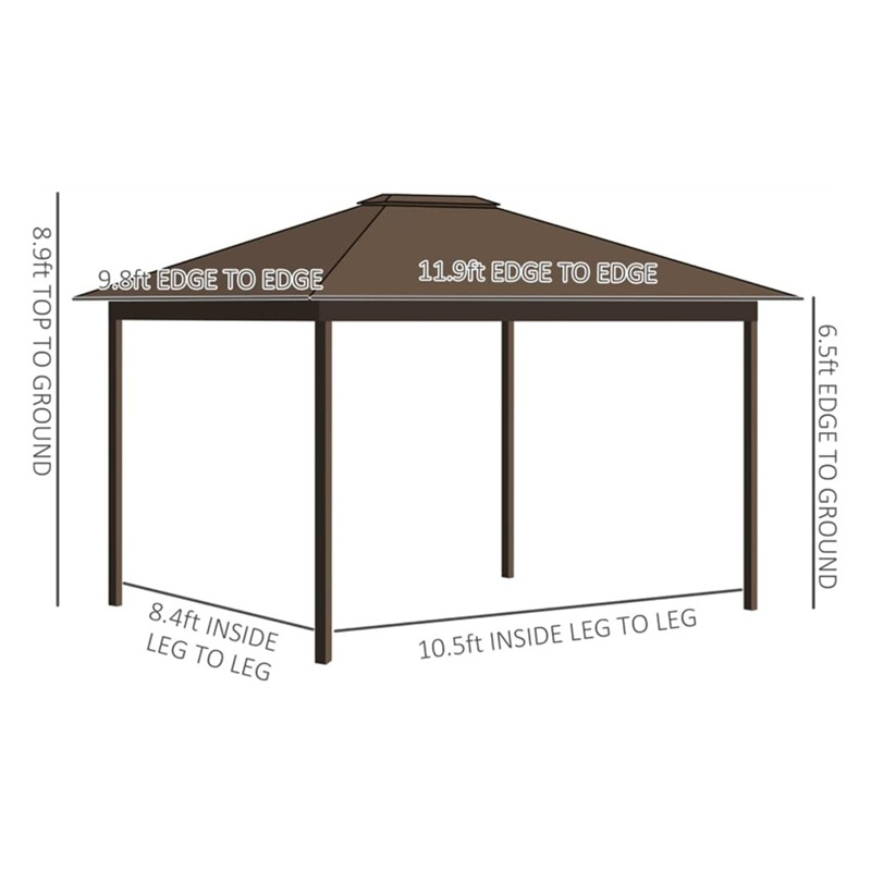 10' X 12' Outdoor Hardtop Gazebo with Aluminum Frame Metal Roof Gazebo Canopy with Curtains and Netting