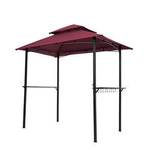 Barbecue Grill Gazebo 8 x 5 ft Double Flat Roof Gazebo Outdoor BBQ Metal grill Gazebo Tent For Garden