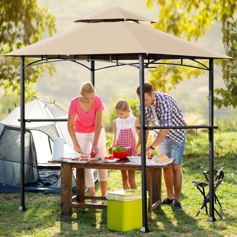 Barbecue Grill Gazebo 8 x 5 ft Double Flat Roof Gazebo Outdoor BBQ Metal grill Gazebo Tent For Garden