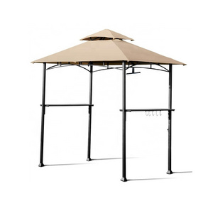 8' x 5' 2-Tier Canopy Top Grill Gazebo Outdoor Patio Barbecue Gazebo Shelter with Sturdy Steel Frame