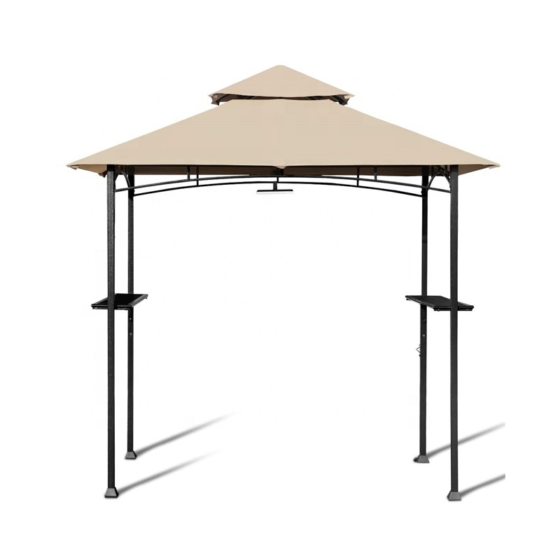 8' x 5' 2-Tier Canopy Top Grill Gazebo Outdoor Patio Barbecue Gazebo Shelter with Sturdy Steel Frame