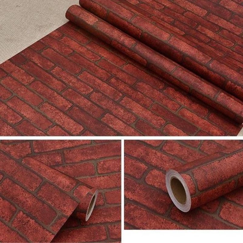 Red Brick Wall Coating Restaurant Decoration Interior Self-Adhesive 3D Brick Kitchen Wallpaper