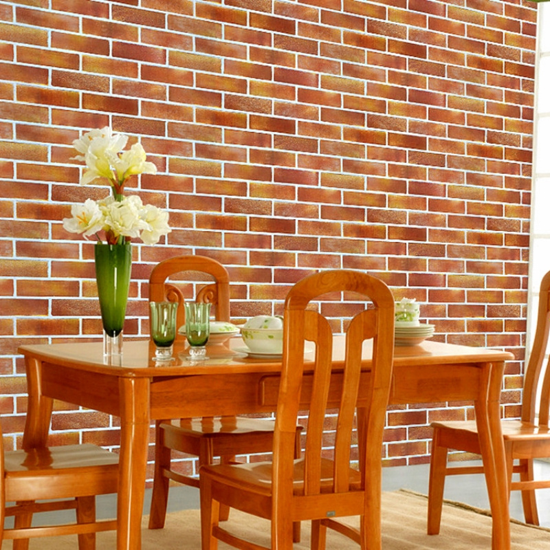 Red Brick Wall Coating Restaurant Decoration Interior Self-Adhesive 3D Brick Kitchen Wallpaper