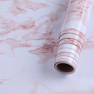 Pink and White Marble Grain Wallpaper PVC Self-adhesive Wall Sticker Oil-Proof Kitchen Wall Covering Vinyl Waterproof Sticker