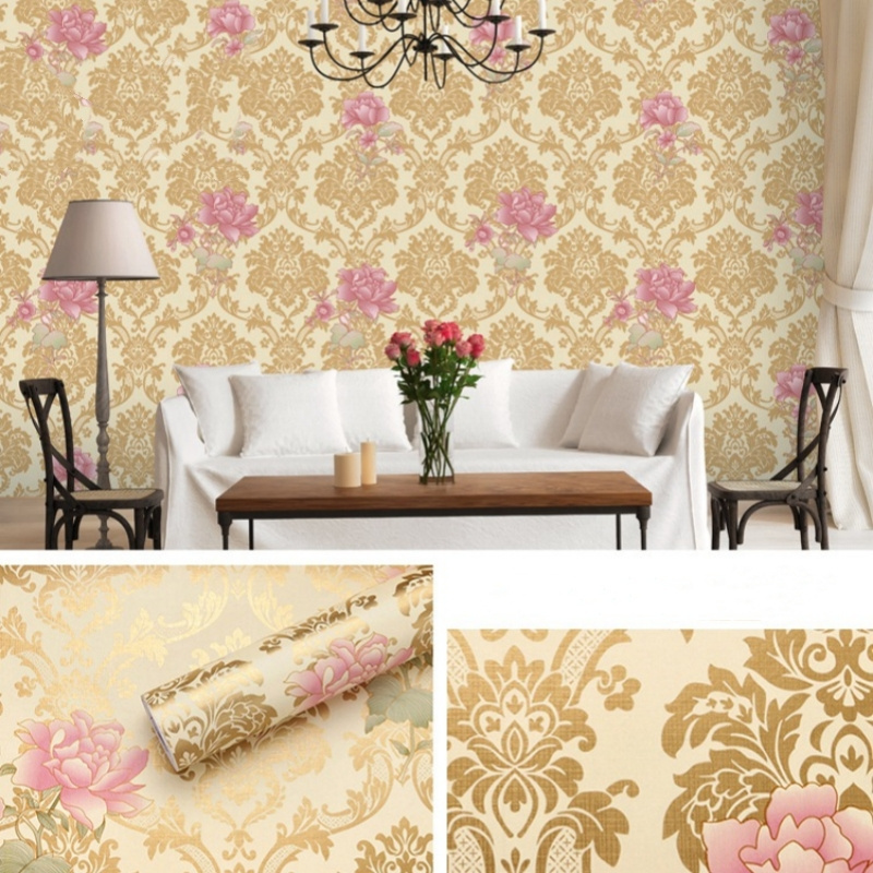 Baby Room Black Peel And Stick Gold Rolls Boho Mural 3d Design Yellow De Floral Damask Wallpaper