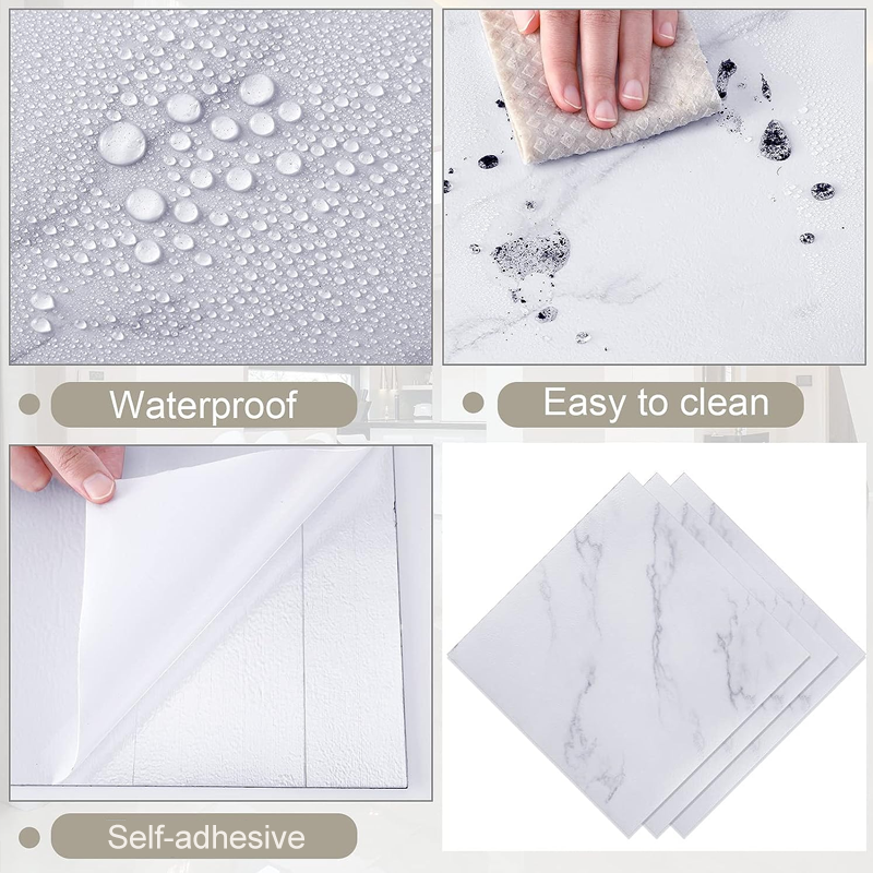 Self Adhesive Peel and Stick Floor Tile Waterproof Vinyl Flooring Tile Floor Marble Vinyl Sticker Tiles for Kitchen Bedroom