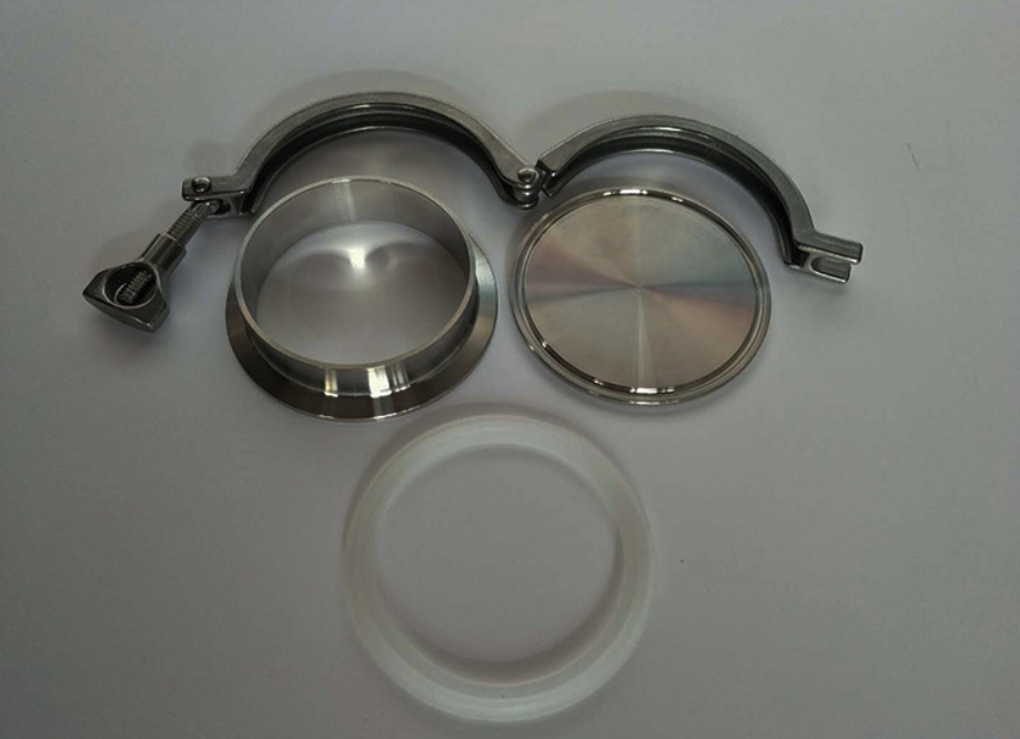 Sanitary SS304 Stainless Steel Tri-clamp+Weld Ferrule +End Cap+Silicone Gasket Set