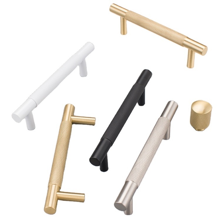 door handles for cupboards drawers pulls bedroom Furniture kitchen cabinets 6622 customized brass knurled handles