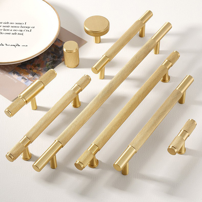 door handles for cupboards drawers pulls bedroom Furniture kitchen cabinets 6622 customized brass knurled handles