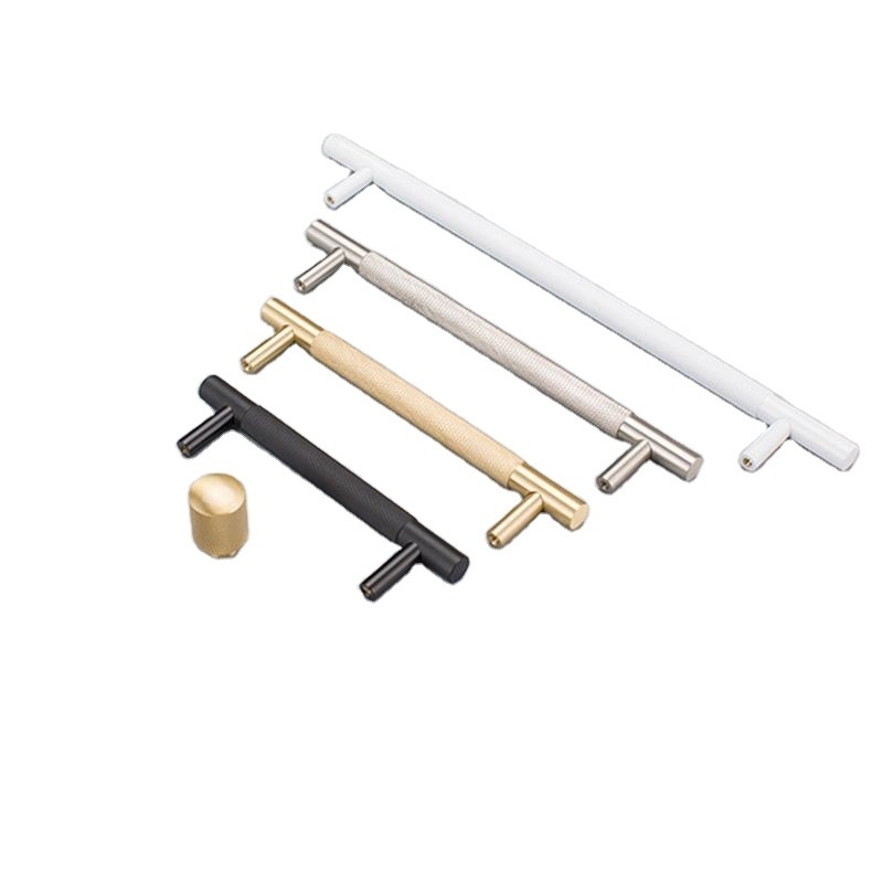 door handles for cupboards drawers pulls bedroom Furniture kitchen cabinets 6622 customized brass knurled handles