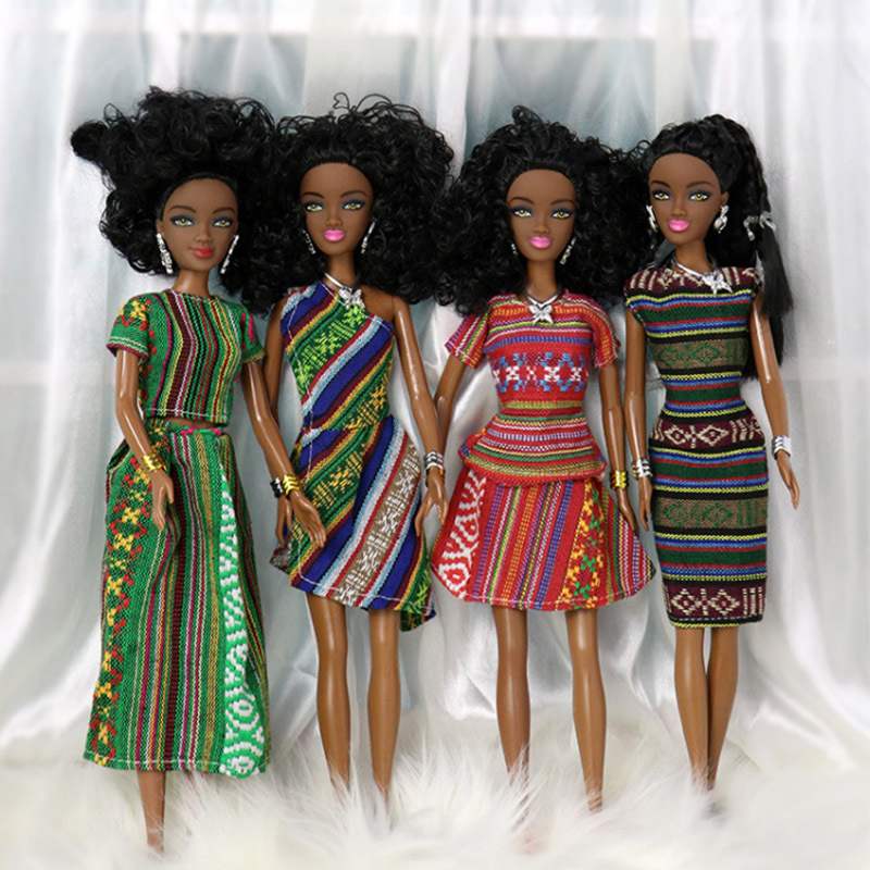 12.5 Inch Vinyl Plastic Doll African American Girl Doll Toy  Black Dolls For Girls