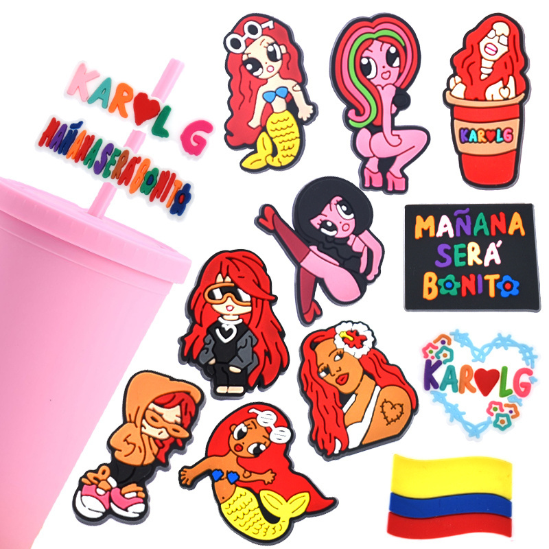 karol g bichota straw topper popular singers rubber straw charms toppers karol g creative super star drinking cups straw topper