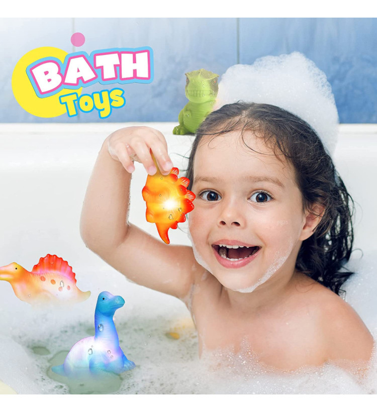 custom bath toys Eco friendly Rubber Lightup Toy  Kid Cartoon Animal Baby Bathtub Bathroom LED Light Shower Light Up Bath Toy