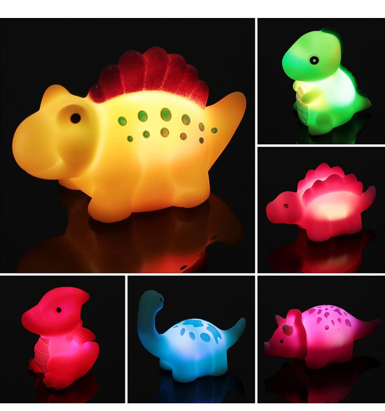 custom bath toys Eco friendly Rubber Lightup Toy  Kid Cartoon Animal Baby Bathtub Bathroom LED Light Shower Light Up Bath Toy