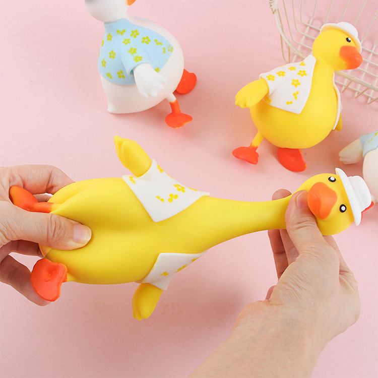 2024 New Kawaii Stretch Sand Filled Duck Animal Toys Stress Relief Vent Mini Squeeze Squishy Fidget TPR Squeeze Toy