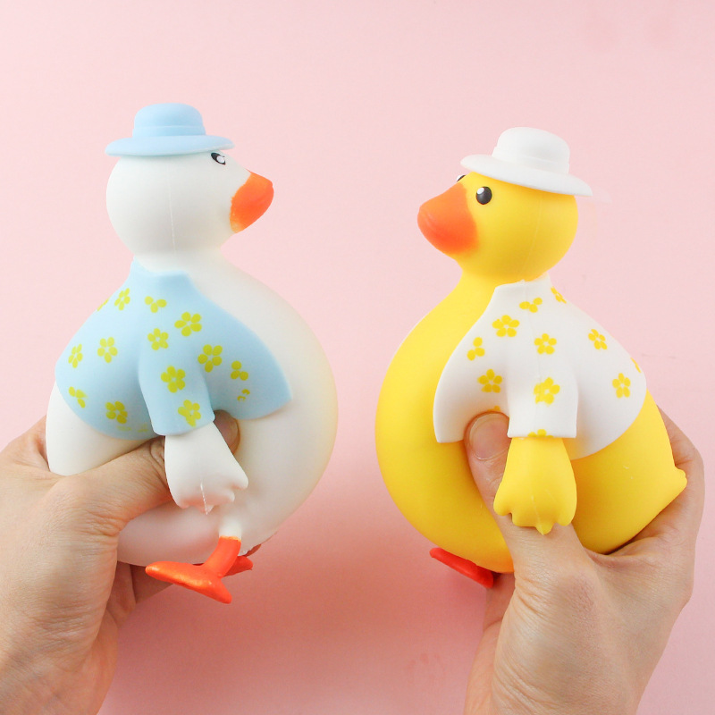 2024 New Kawaii Stretch Sand Filled Duck Animal Toys Stress Relief Vent Mini Squeeze Squishy Fidget TPR Squeeze Toy