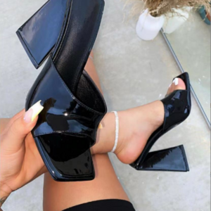 2022 new summer large high-heeled sandals fashion square head fish mouth open toe women's shoes