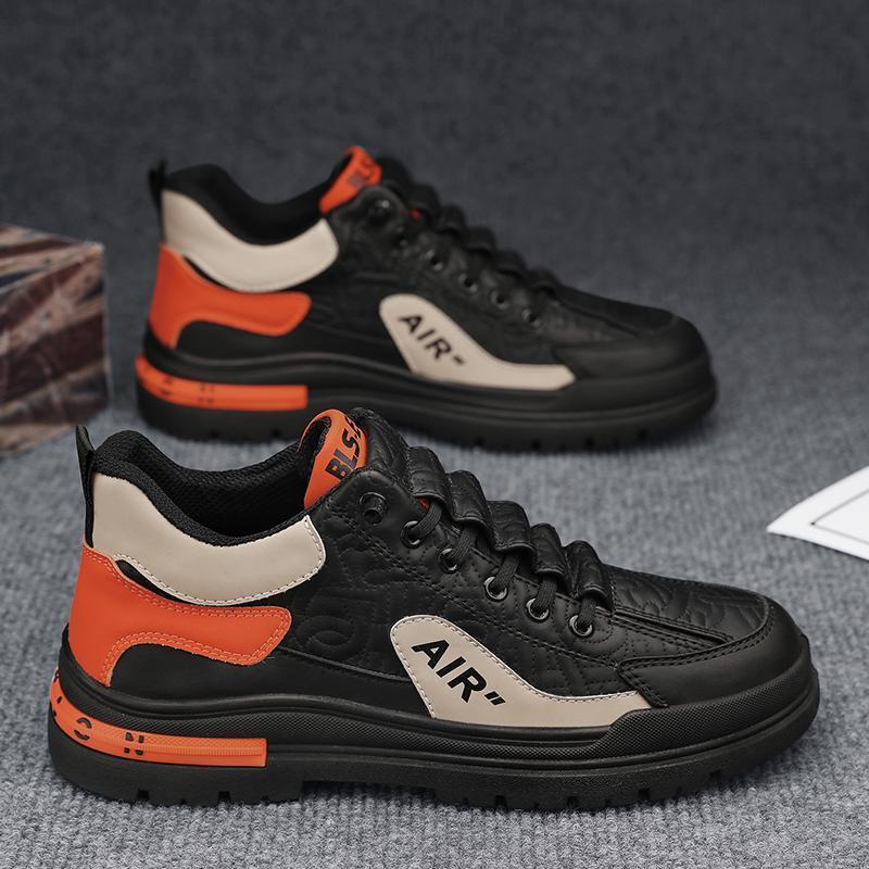 New Design Fashion Trendy Wholesale Thick Sole Leather Sneakers Low Top Martin Boots Casual Walking Style Board Sports Men 2162