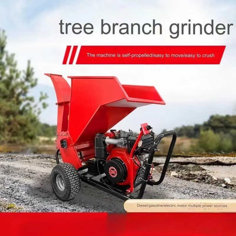 Gasoline wood branch shredder Small household diesel engine dry and wet mobile garden electric orchard shredder