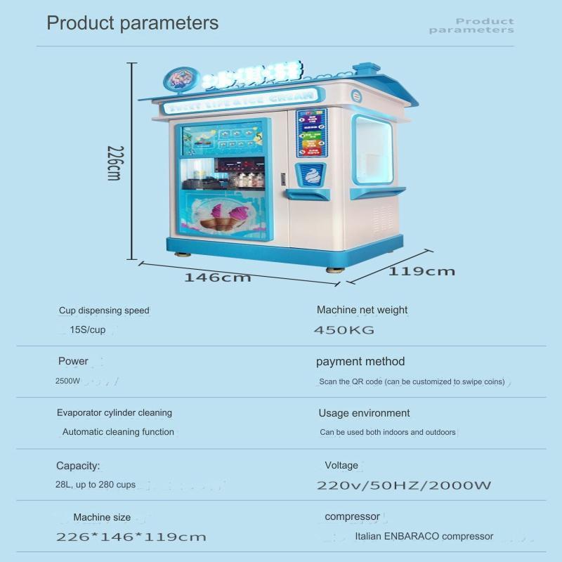 Automatic cleaning ice cream machine intelligent remote control ice cream vending machine