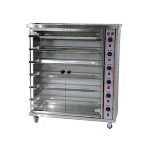 Heating up quickly commercial gas grill chicken rotisserie oven with tempered glass bbq rotisserie grill