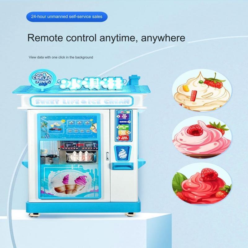 Automatic cleaning ice cream machine intelligent remote control ice cream vending machine