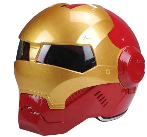 High Quality Iron Man Helmet Motorcycle Helmet Retro Half Open Face Helmet ABS Casque Motocross Bike Scooter Moto Electroplate