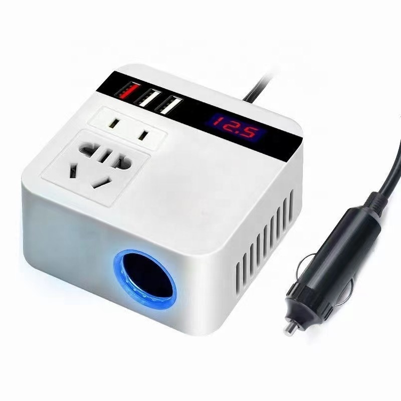 Car mounted multifunctional inverter 150W12V/24VDC to 220VAC cigarette lighter power converter QC3.0USB mobile phone charger fas