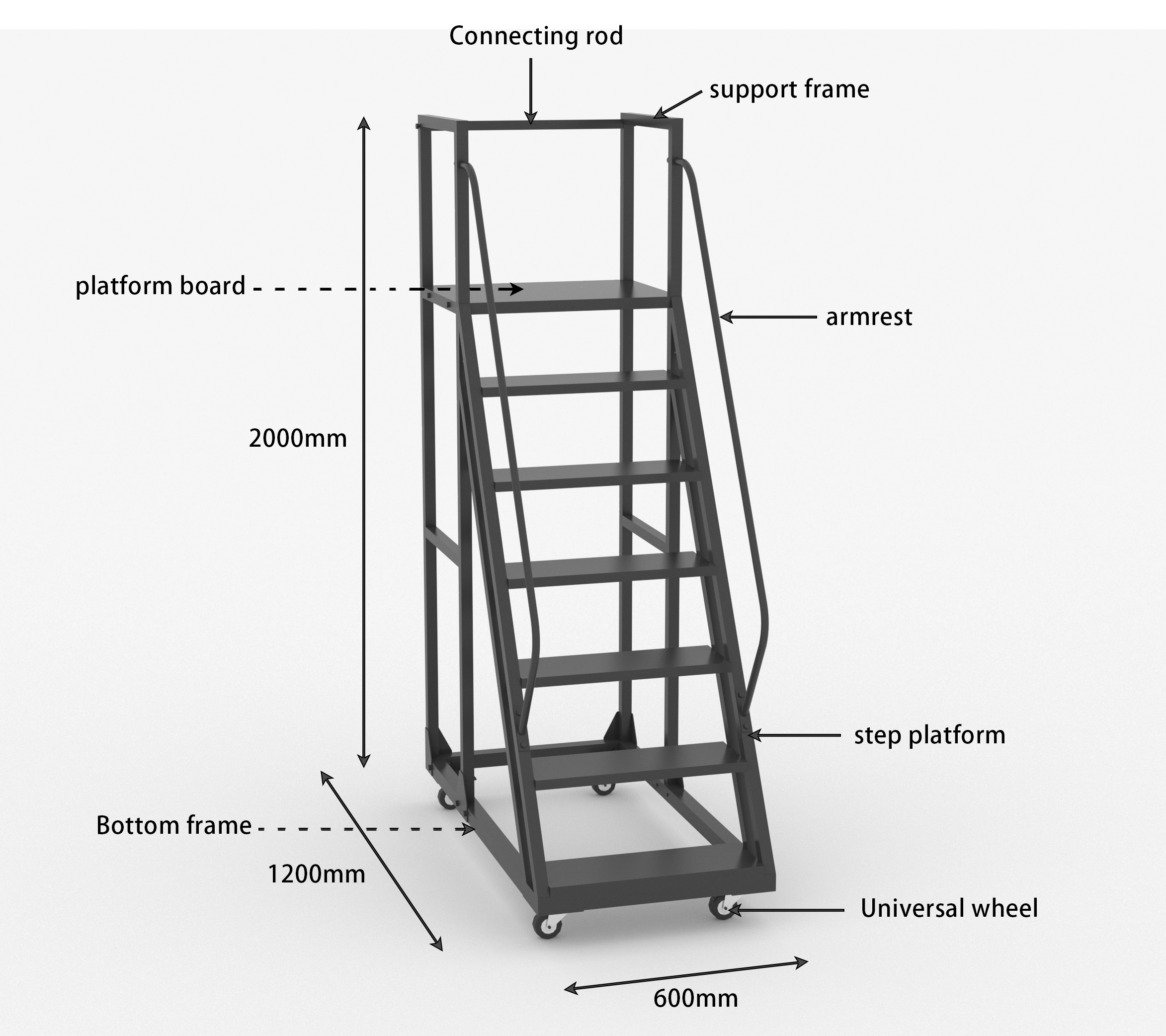 Xinde Steel Assemble Ladders And Scaffolding Warehouse Safety Rolling Mobile Work Platform Ladder With Handrails