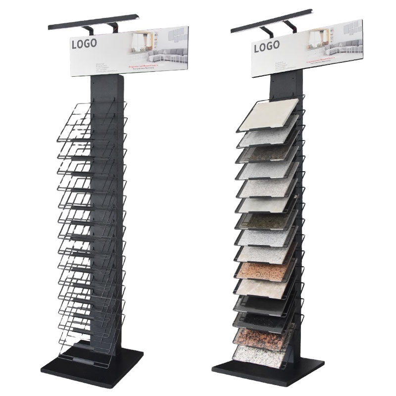 Supplier Floor Standing Ceramic Quartz Stand Multi-Layer Sample Tower Marble Stone Granite Tile Display Rack For Showroom