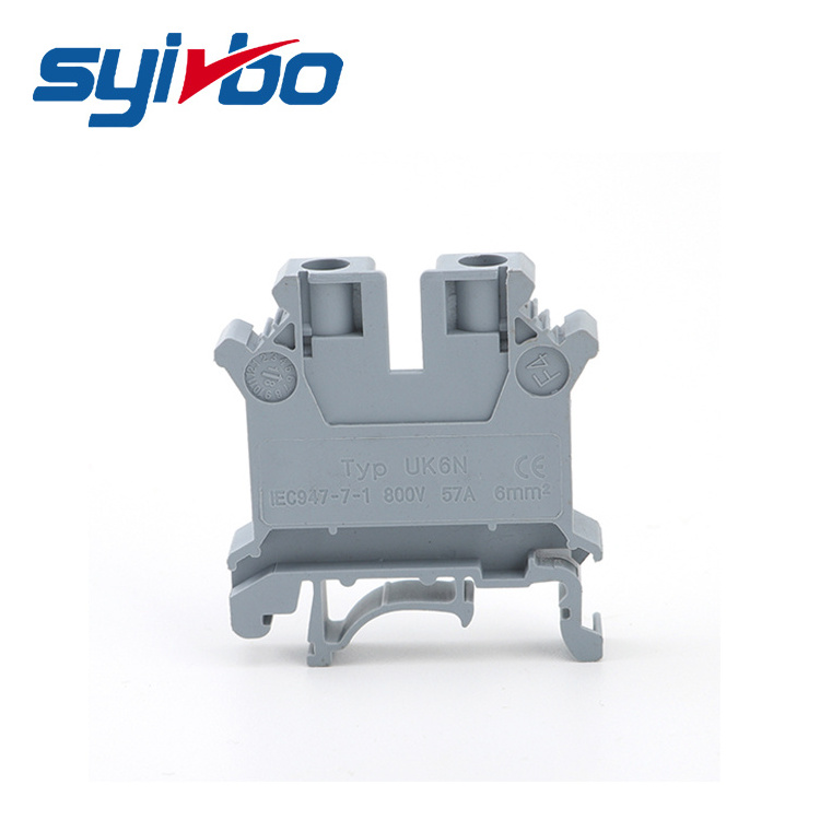 UK-6N  High Quality  screw mounted din rail terminal block