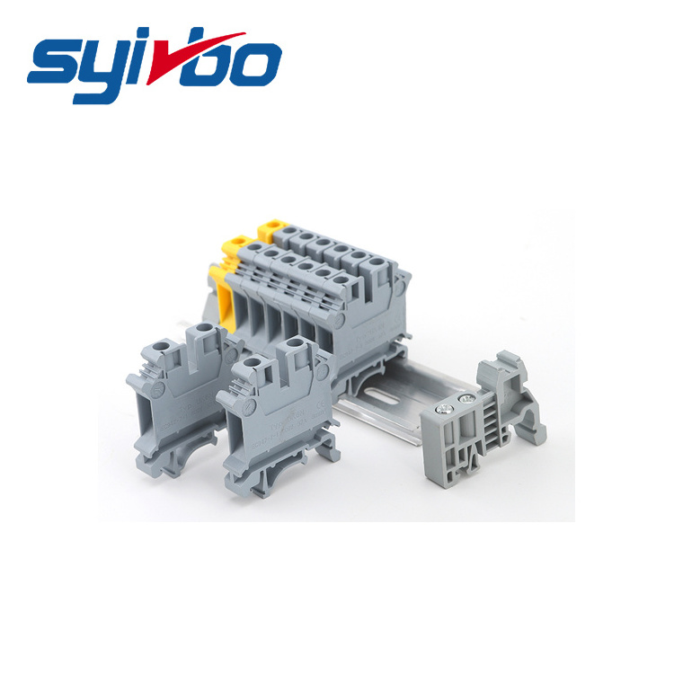 UK-6N  High Quality  screw mounted din rail terminal block