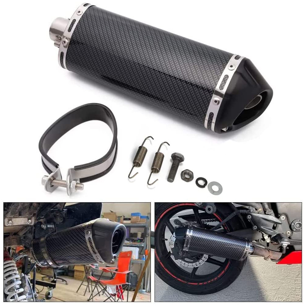 Universal motorbike car exhaust false turbos whistle Refit Single  exhaust tip muffler pipe steel with led light tail muffler ti