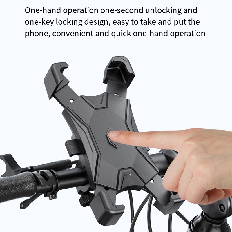 Hot selling shockproof electric bicycle car navigation bracket with 360 degree rotation dual locking phone holder