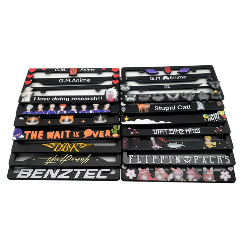 USA black plastic license plate frame cartoon decorative anime plastic plate holder custom license plate frames