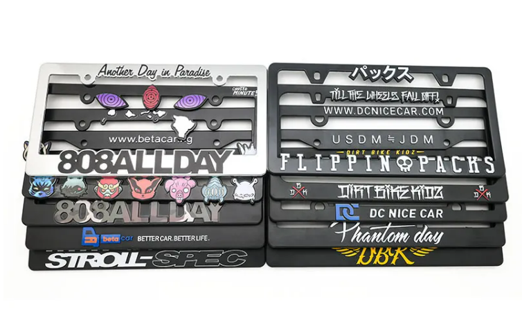 Plastic customized metal auto parts motorcycle license plate cover