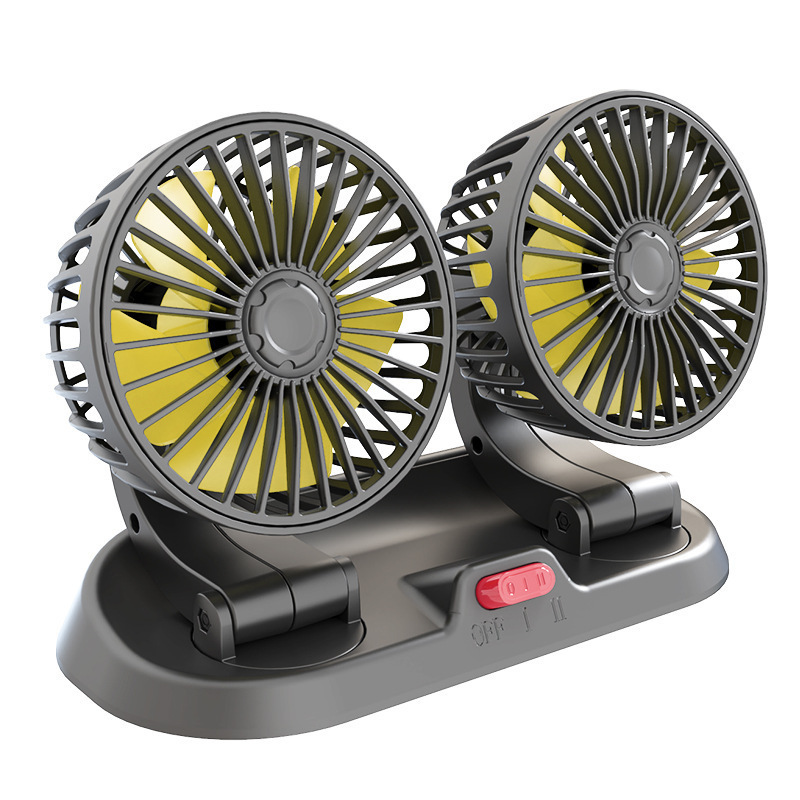 Car fan 24V big truck 12V car general double head fan charter car cooling large wind electric fan