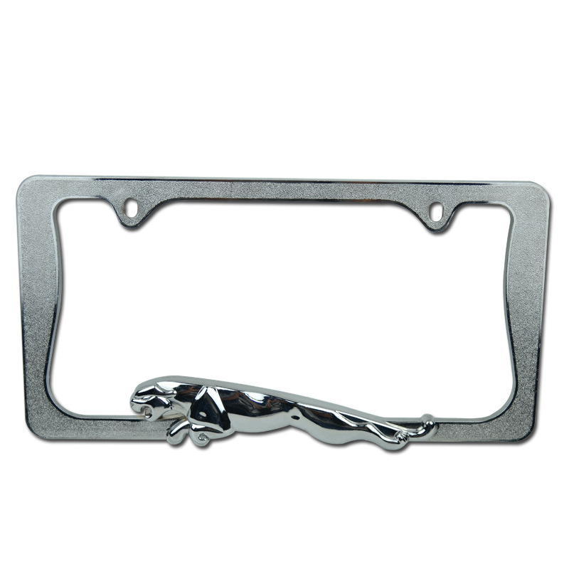 American standard size leopard design silver zinc alloy fixed plate license plate cover